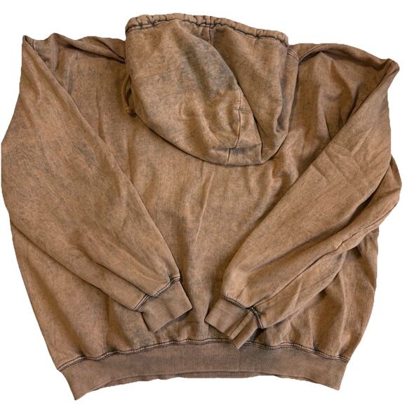 Biker Wear USA Mens Acid Wash Hoodie Size XL Tan Motorcycle Layering Outdoors - Picture 2 of 5